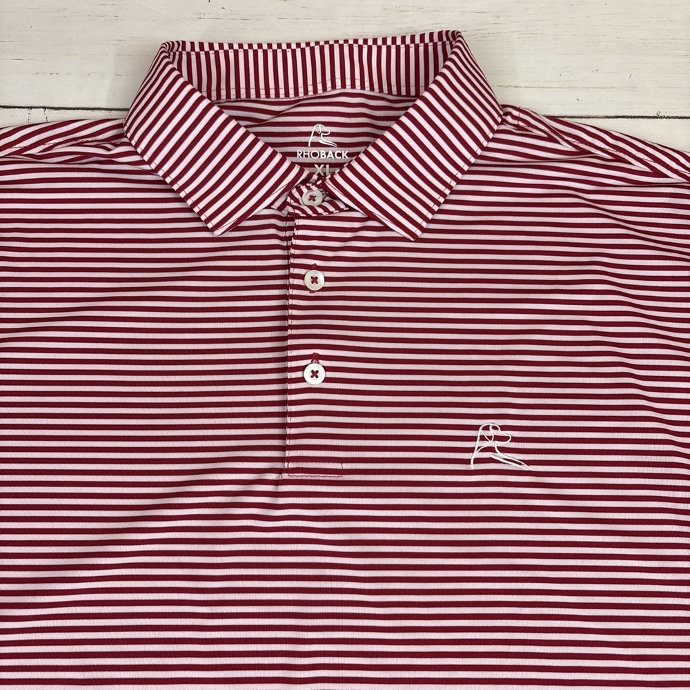 Rhoback Polo Shirt Mens XL Red Striped